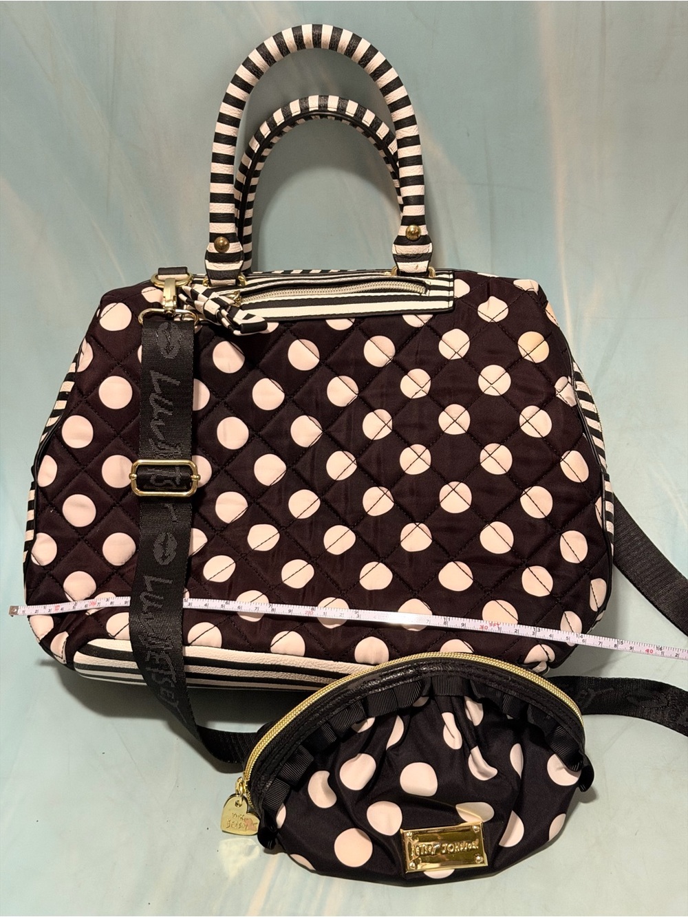 Betsey Johnson Large crossbody Polka Dot & leapord - with Matching Pouch